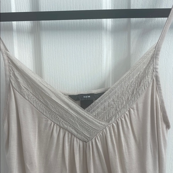 H&M Beige/Cream Relaxed Ruched Camisole Top 100% Silk Size S - Picture 2 of 6